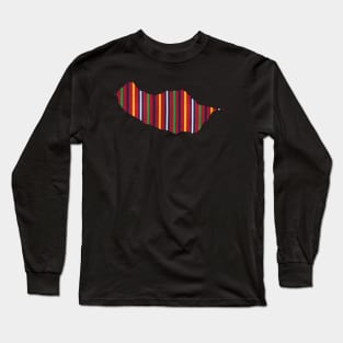 Madeira outline filled with traditional folk costume pattern Long Sleeve T-Shirt